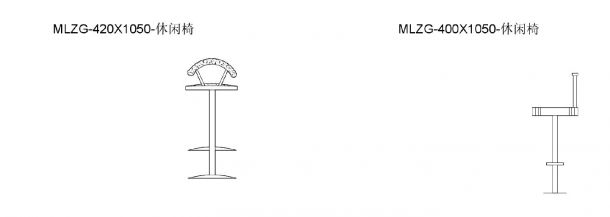 某某建筑椅凳类-立面-休闲椅组合吧椅躺椅（30个有遮罩）平面图CAD图-图二