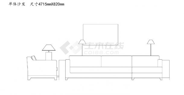 沙发类（整理图库）＆（立面）单体沙发家具组合25个(五）CAD图-图一