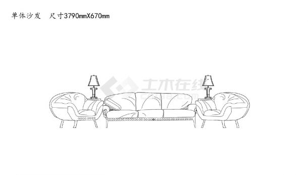 沙发类（整理图库）＆（立面）单体沙发家具组合25个(五）CAD图-图二