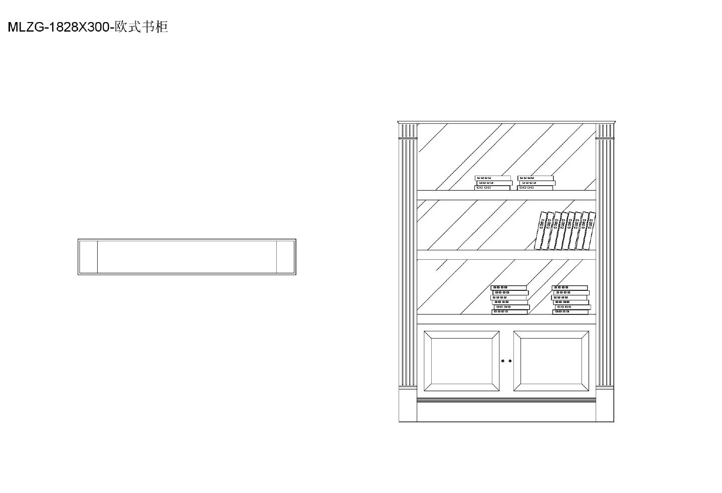 柜子类（整理图库）＆（平立面）（书柜）欧式书柜平立面6个 简欧书柜平立面4个CAD图