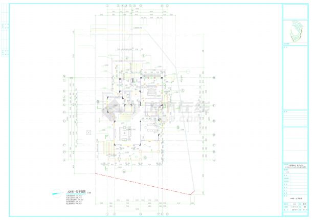 中源绿湖城一期A2型2层独栋别墅建筑设计施工图-图二