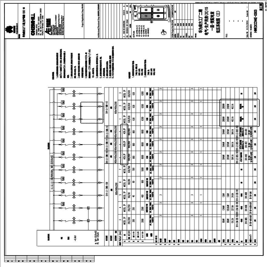 HWE2CD14E-0303电气-生产用房(大)15一层-变配电室低压系统图（三）.PDF-图一