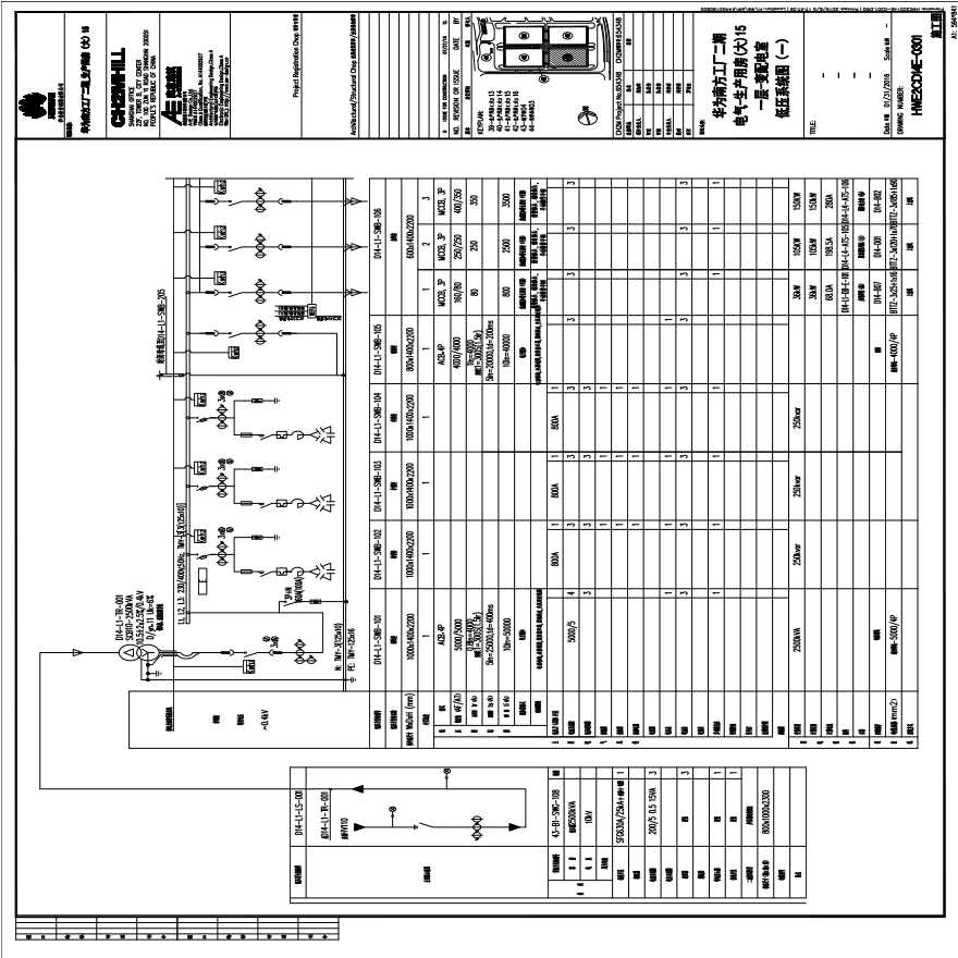 HWE2CD14E-0301电气-生产用房(大)15一层-变配电室低压系统图（一）.PDF-图一