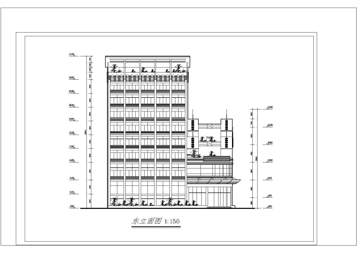 某宾馆建筑设计方案和施工全套CAD平面图