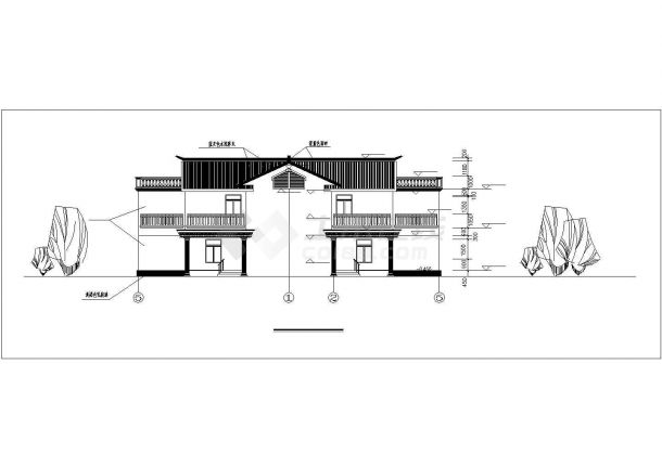 某典型两个连体三开间新农村自建别墅建筑全套CAD设计施工图-图一