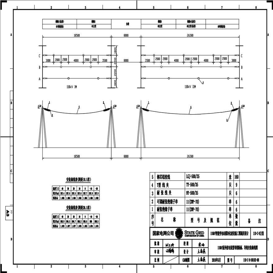 110-C-8-D0103-08 110kV屋外配电装置母线断面、导线安装曲线图.pdf-图一