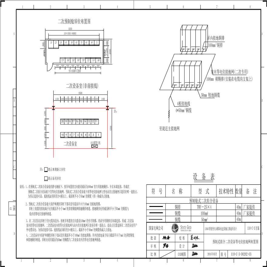 110-C-3-D0202-03 预制式组合二次设备等电位地网布置图.pdf-图一