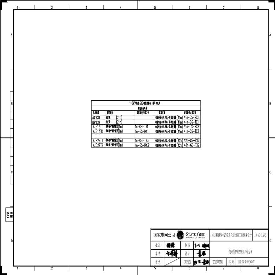 110-A3-3-D0205-07 线路保护测控柜跳纤联系图.pdf-图一