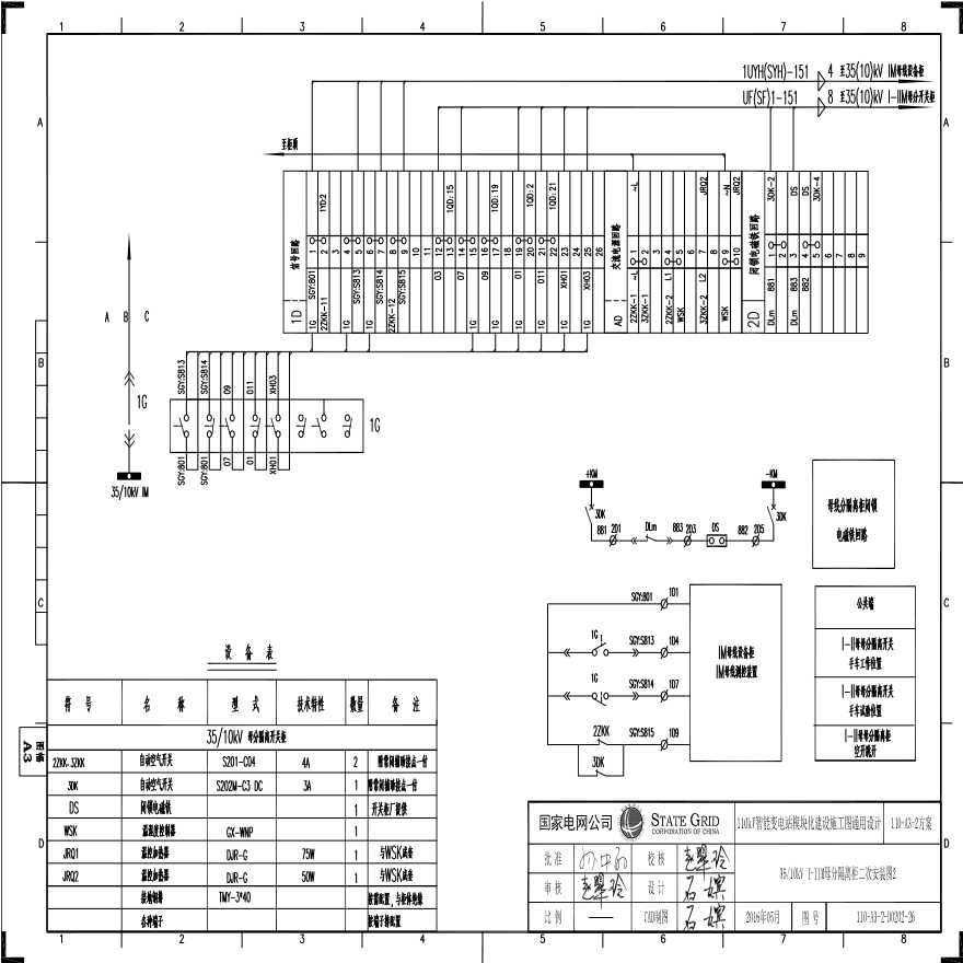 110-A3-2-D0202-26 35／10kV I-IIM母分隔离柜二次安装图2.pdf-图一