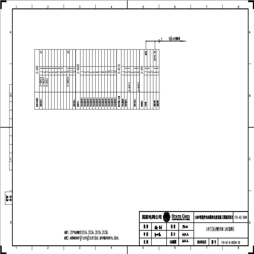 110-A2-8-D0204-59 主变压器10kV侧开关柜二次安装图6.pdf-图一
