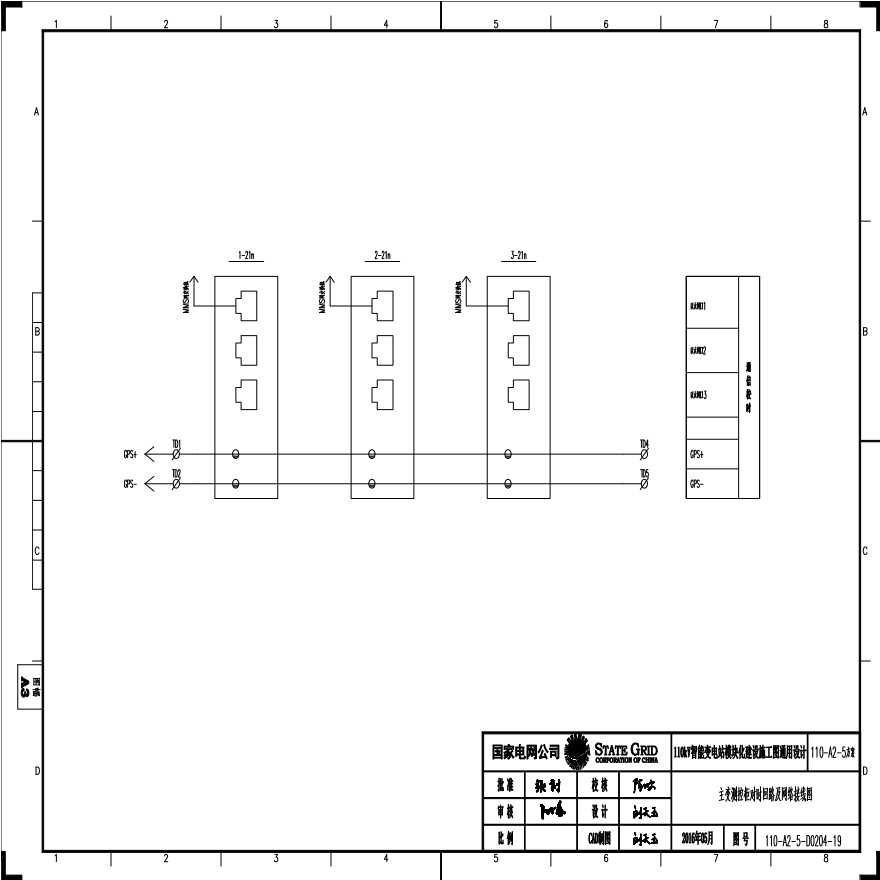 110-A2-5-D0204-19 主变压器测控柜对时回路及网络接线图.pdf-图一