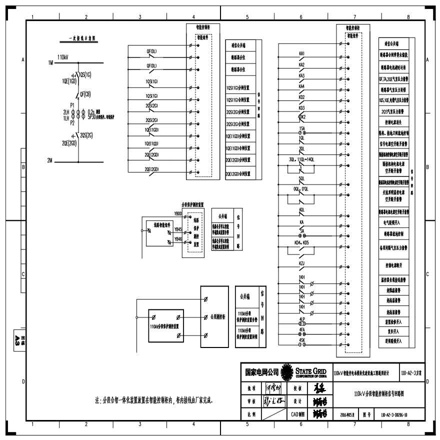 110-A2-3-D0206-10 110kV分段智能控制柜信号回路图.pdf-图一