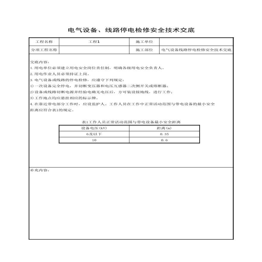 电气设备线路停电检修安全技术交底.xls-图一