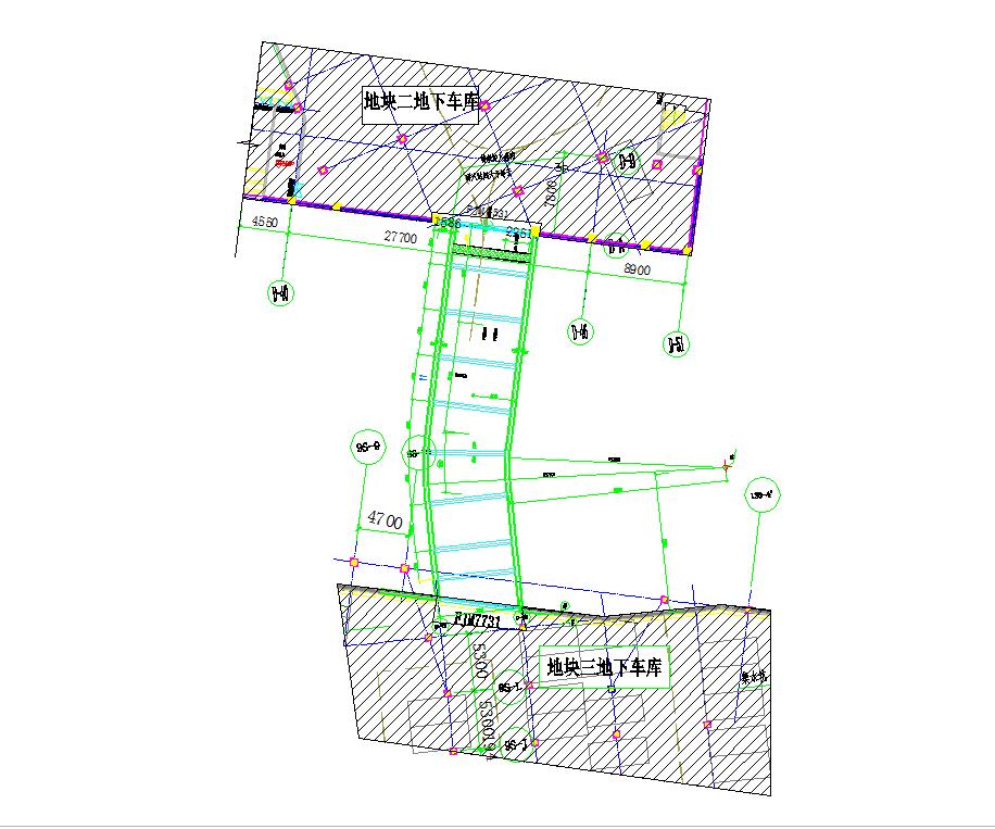 某地地下室连通车道监测方案CAD图纸