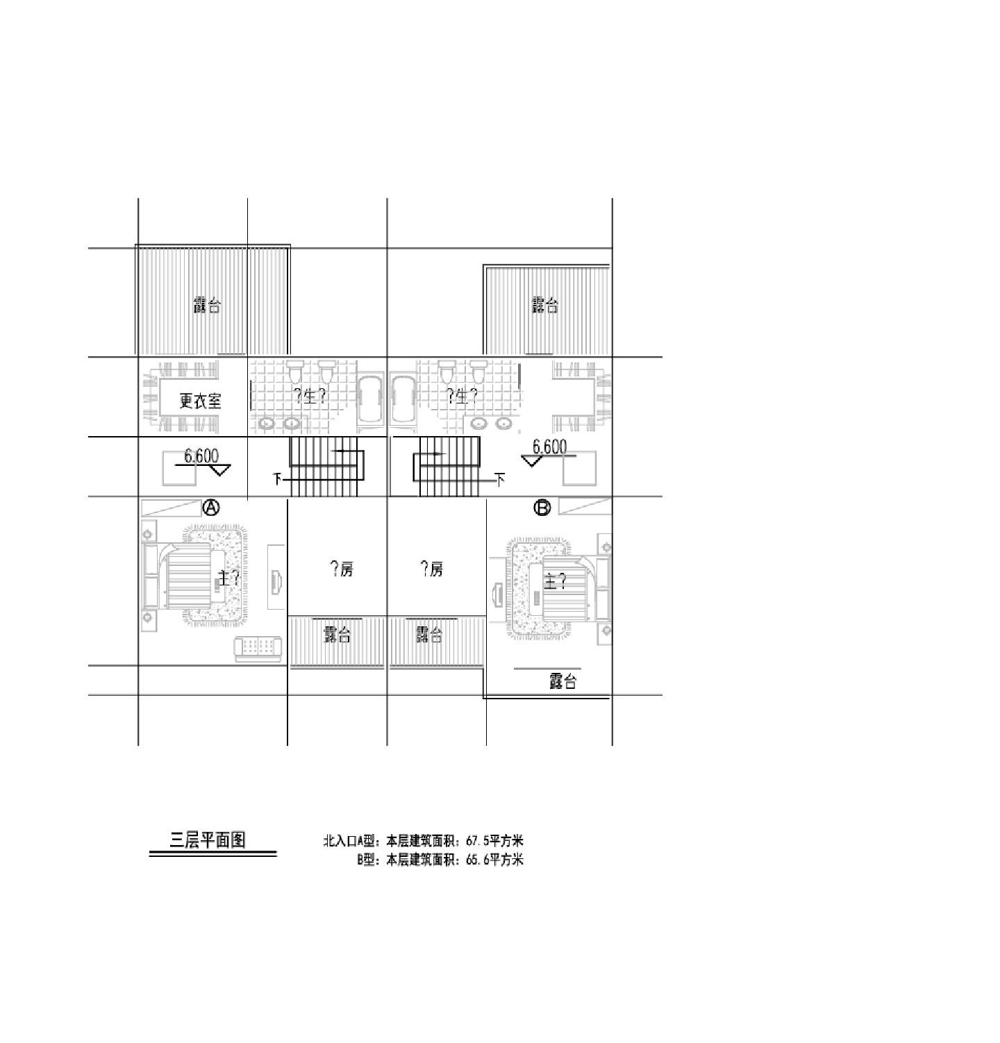 某地多层联排户型平面图