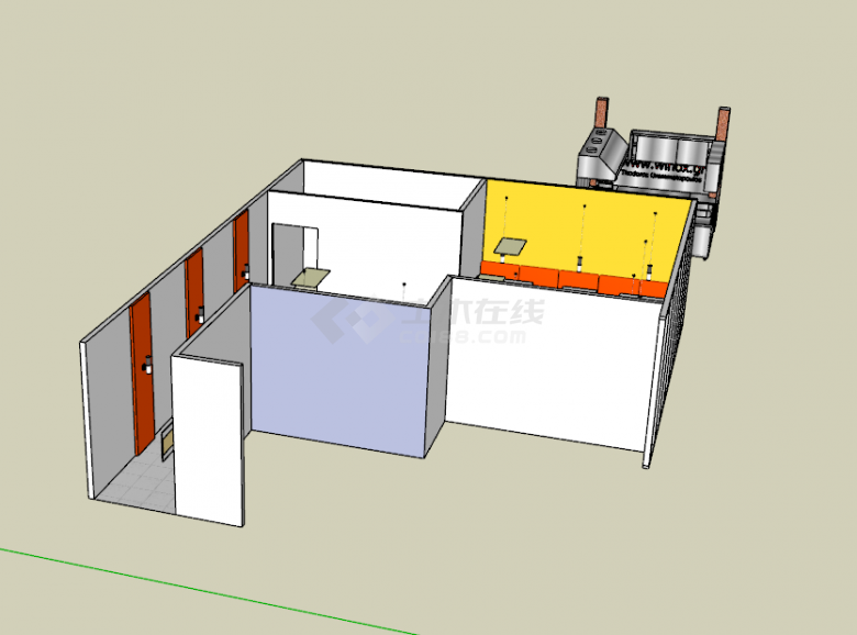 小型餐厅室内的SU模型设计-图一