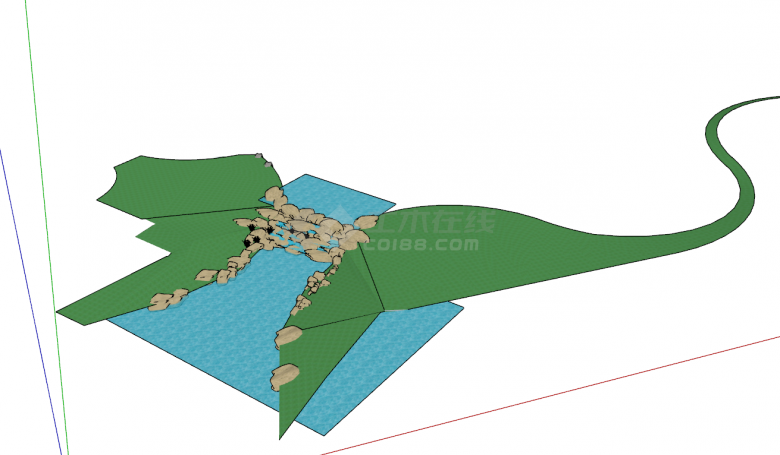 假山置石叠水3Usu模型设计-图二