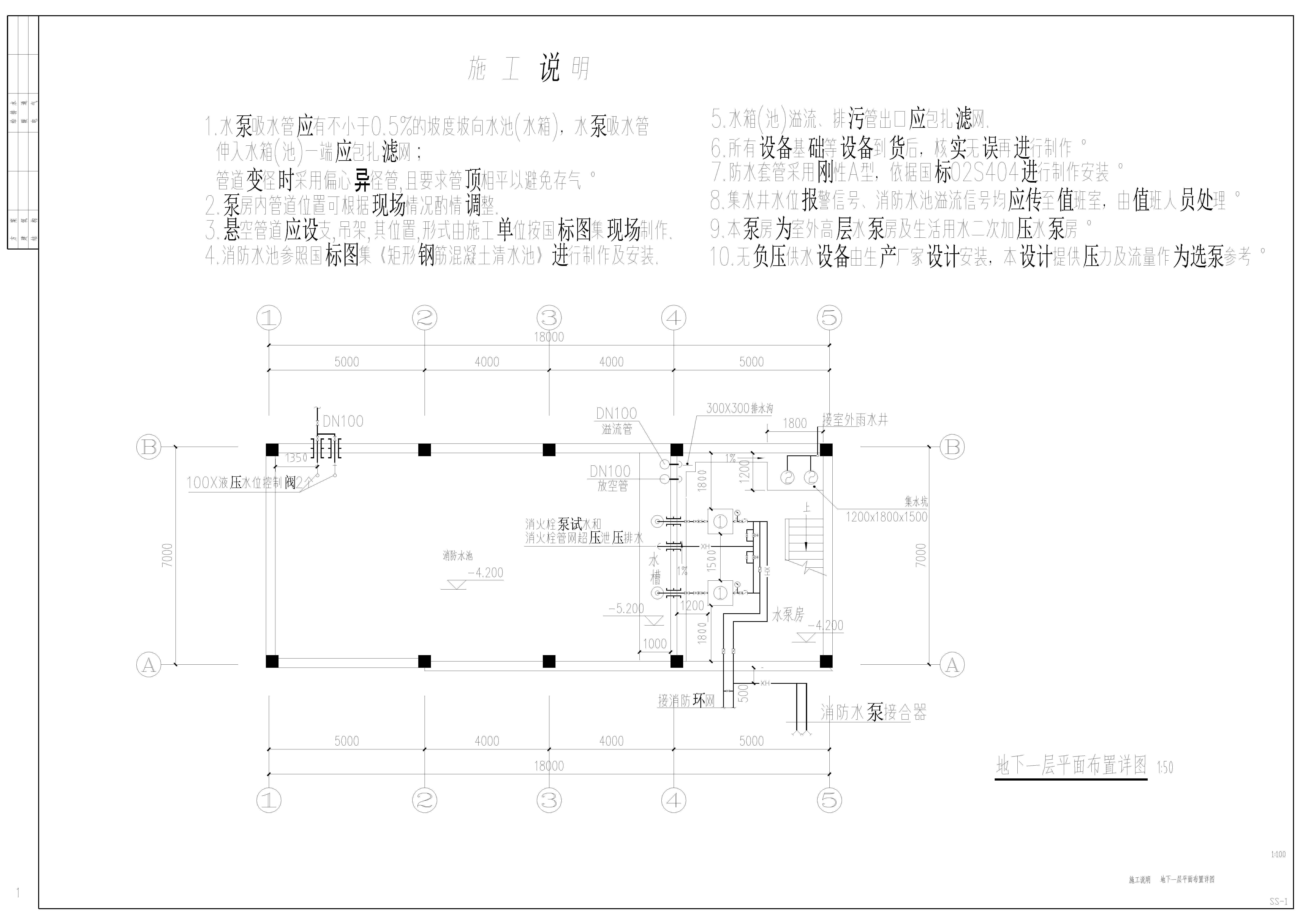 明德学校水泵房给排水施工图设计