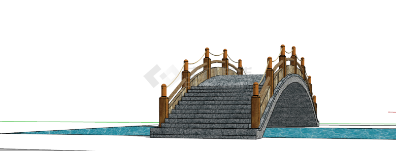 新中式风格拱桥SU模型设计-图一