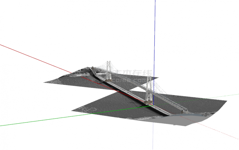 现代悬索桥SU模型设计-图二