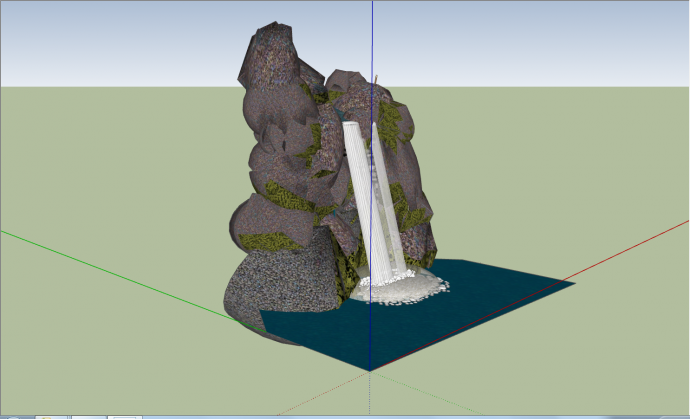 简约好看假山置石叠水的SU模型_图1