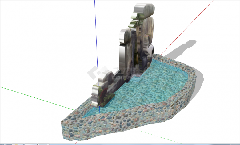 好看简约假山置石叠水的SU模型-图一