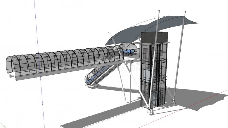 简约精致封闭式桥梁su模型-图二
