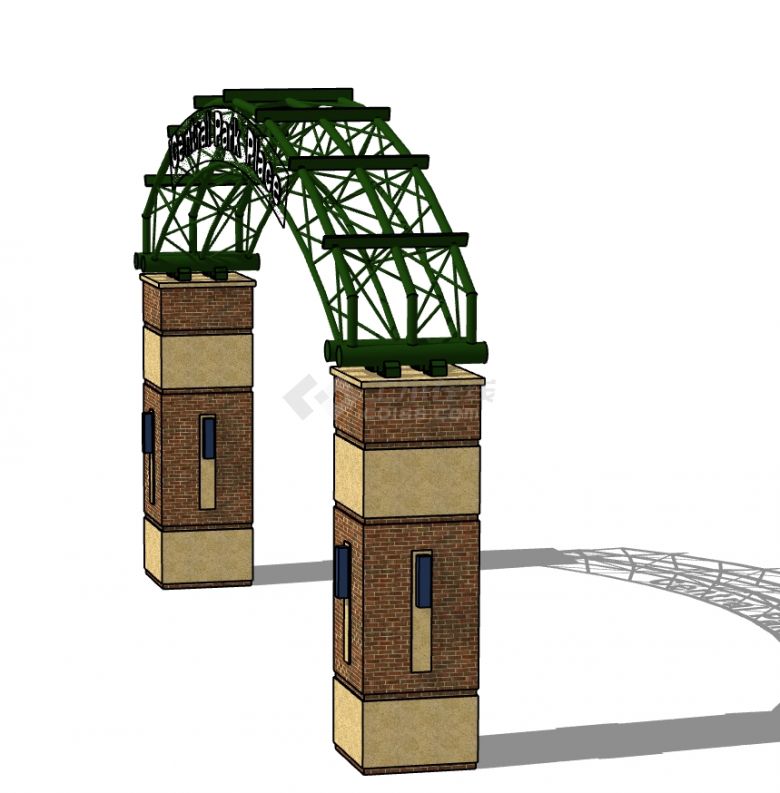简欧风格景区大门入口SU模型-图一