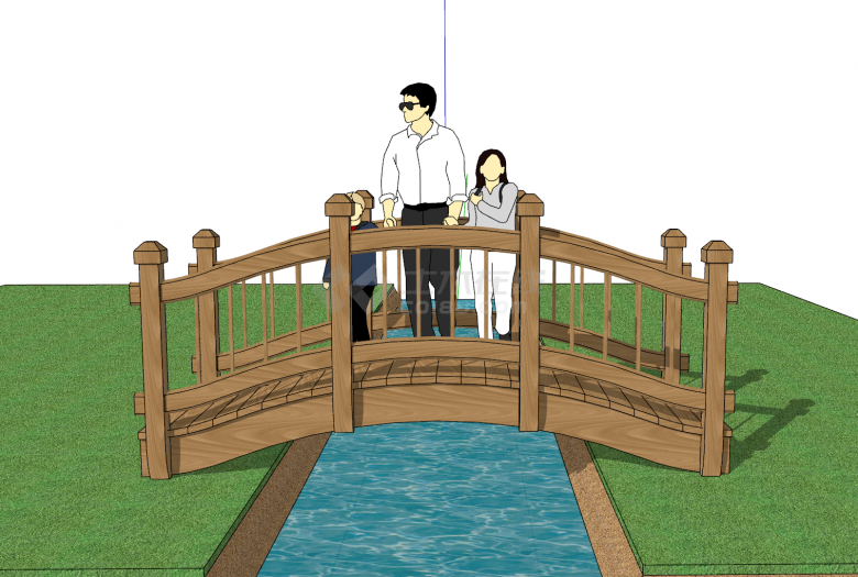新中式小型木制景观拱桥su模型-图一