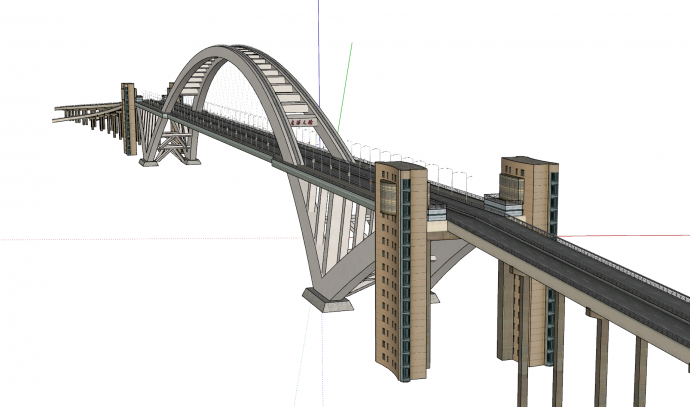 现代化大型多结构多材料办公一体化斜拉桥梁su模型_图1