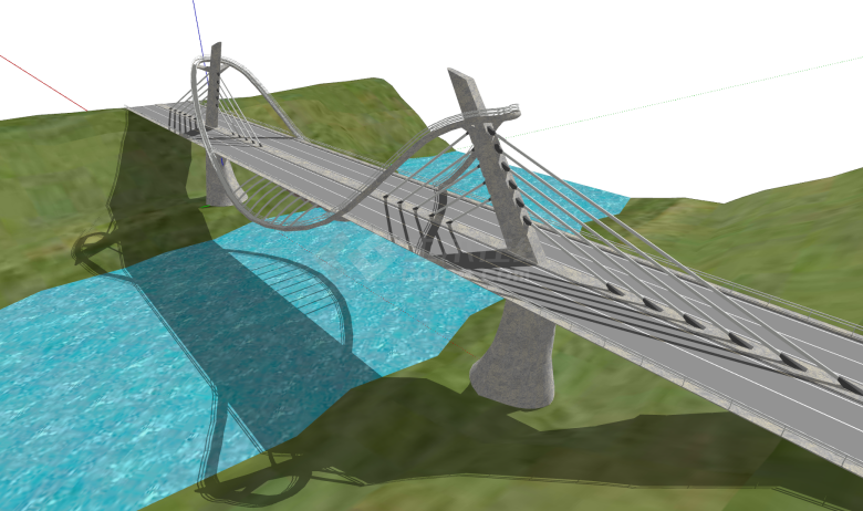现代化大型景观反拉式斜拉桥梁su模型-图一