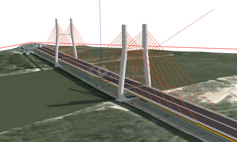 现代化大型跨江多材料多结构类型悬索桥梁su模型-图一