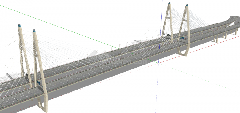 现代化砼制跨江大型悬索桥梁su模型-图一