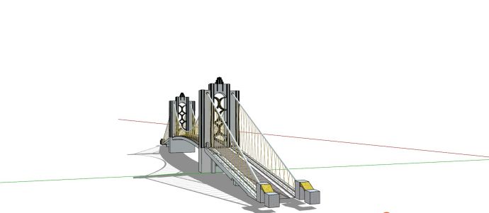 建造精美小型悬索桥 su模型_图1
