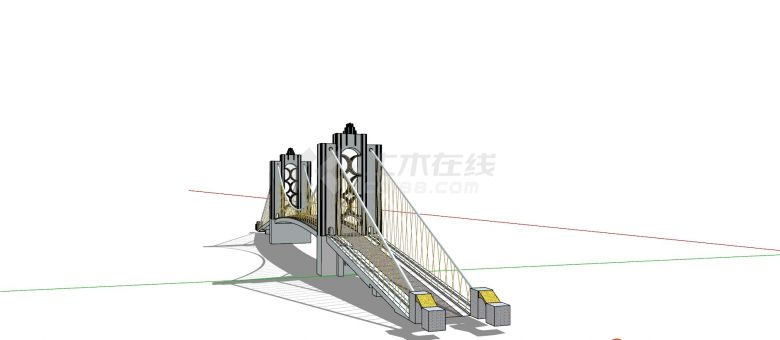 建造精美小型悬索桥 su模型-图一