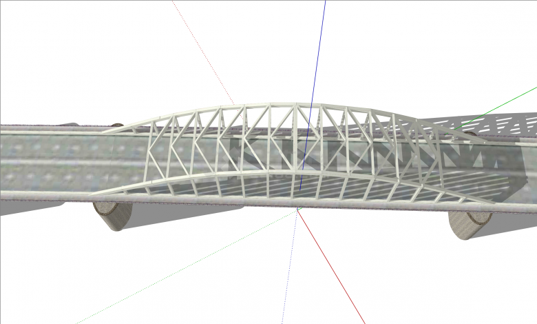 立体现代风格铁拉大桥su模型-图一