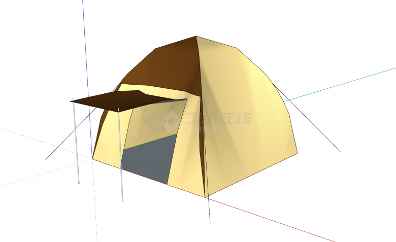 现代小型便携帐篷su模型-图一