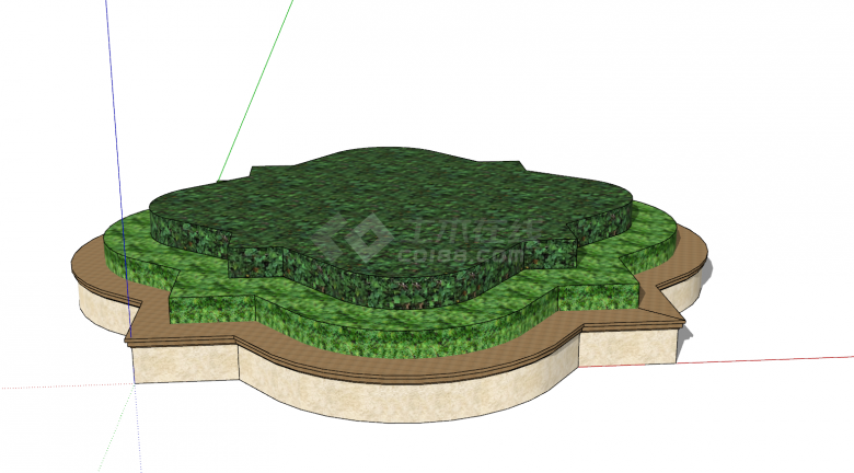 现代景观圆形树池su模型-图一