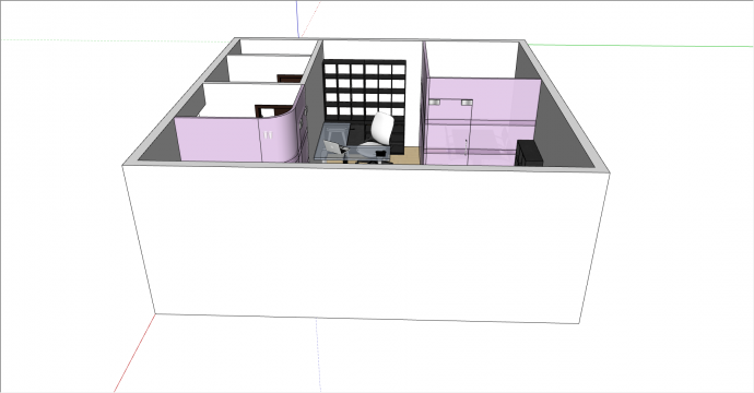 现代风室内小型办公室su模型_图1