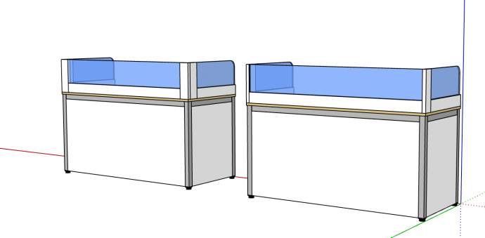 简易现代办公室屏风桌su模型_图1