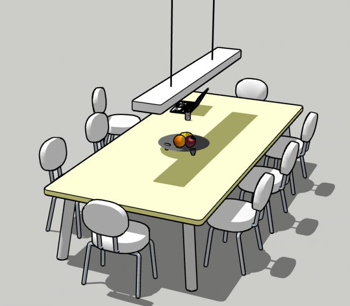 矩形小型会议桌su模型_图1