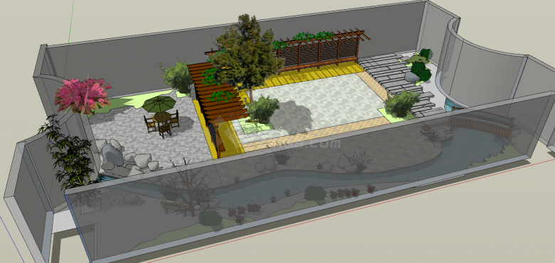 中式园林庭院花园su模型-图二