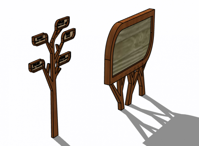 小型简易树枝型入口标识su模型_图1