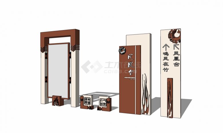 古典风标识组合套装su模型-图二