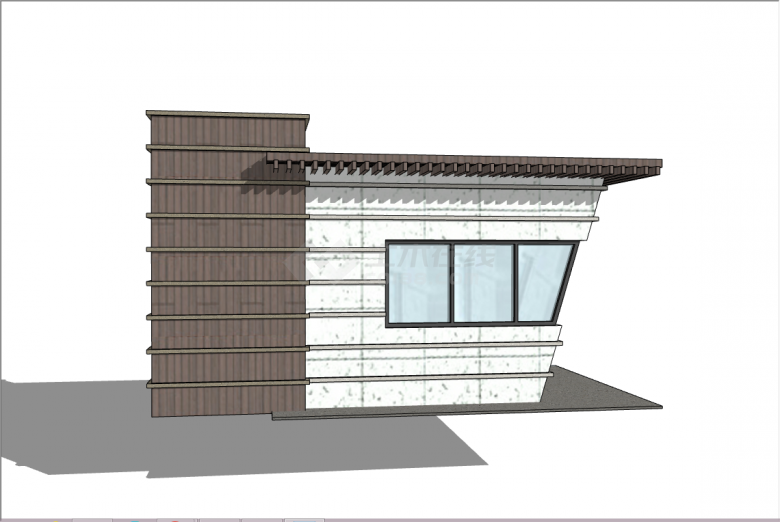 现代上宽下窄矩形岗亭su模型-图二
