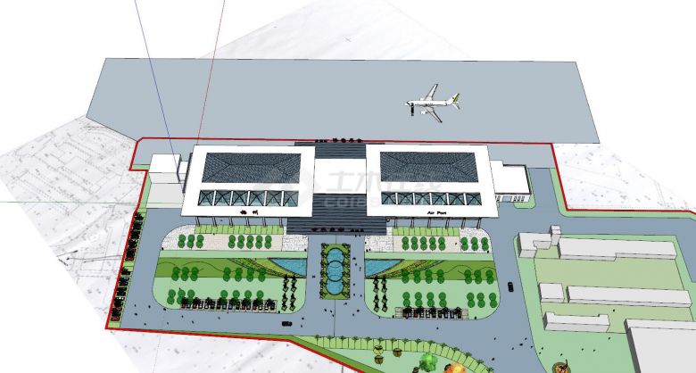 现代建筑梅县机场改造投标设计梅县机场改造投标设su模型-图二