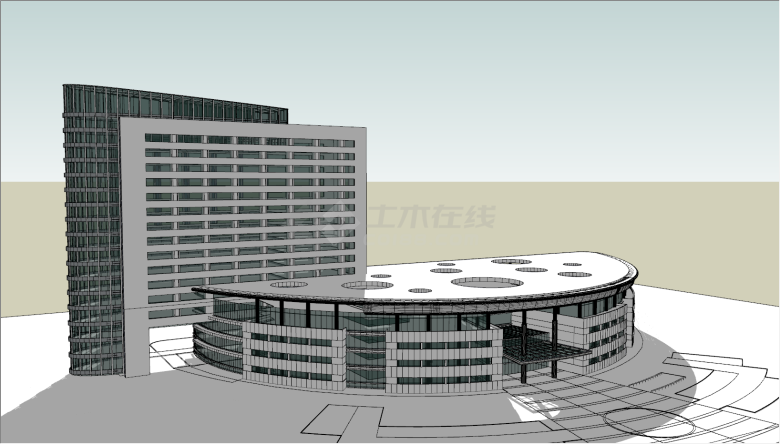 现代建筑风格第一医院设计su模型-图二