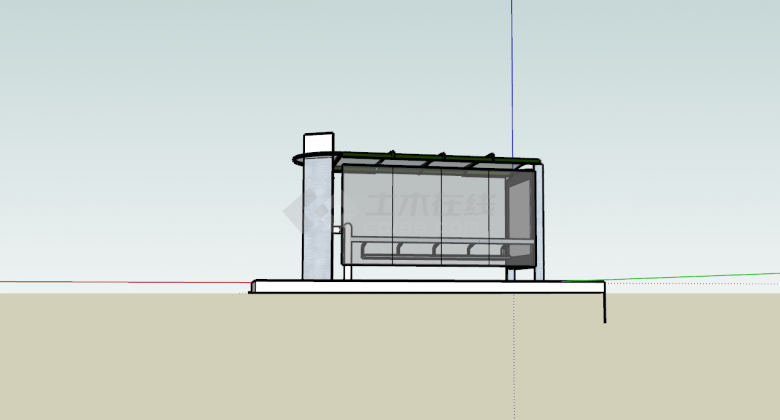 市内公交车站SU模型设计-图二