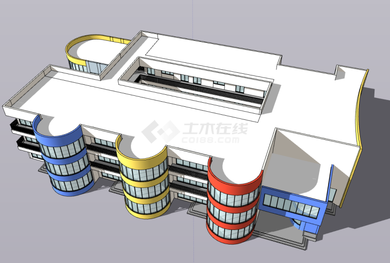 现代大型经典幼儿园教学楼su模型-图二