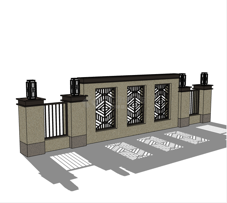 古典华丽风格欧式围墙围栏su模型-图二